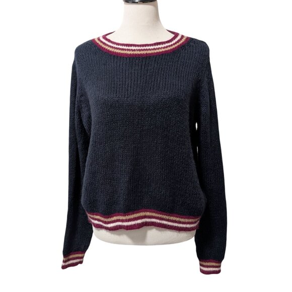 Wooden Ships Womens Sz XS Blue Red White Wool Mohair Blend Relaxed Knit Sweater - Picture 1 of 10